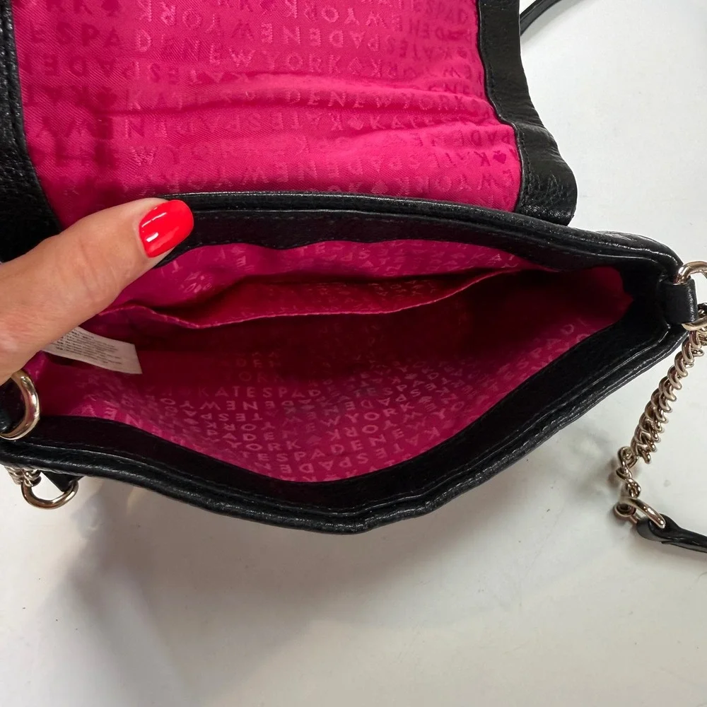 Kate Spade Black Quilted Leather Crossbody Bag Chain Strap Purse